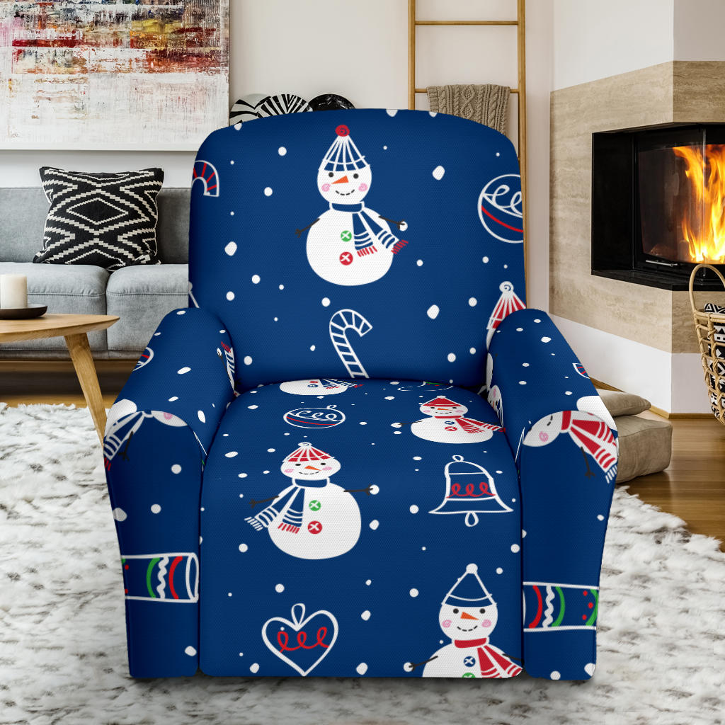 Snowman Print Design LKS306 Recliner Slipcover with Pocket