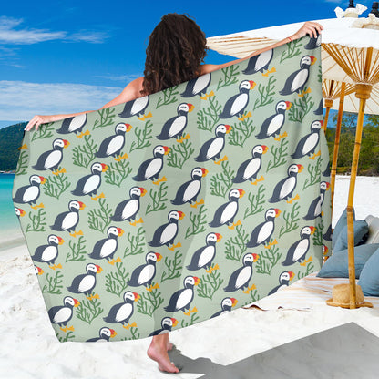 Puffin Pattern Print Design A04 Sarong Pareo Wrap