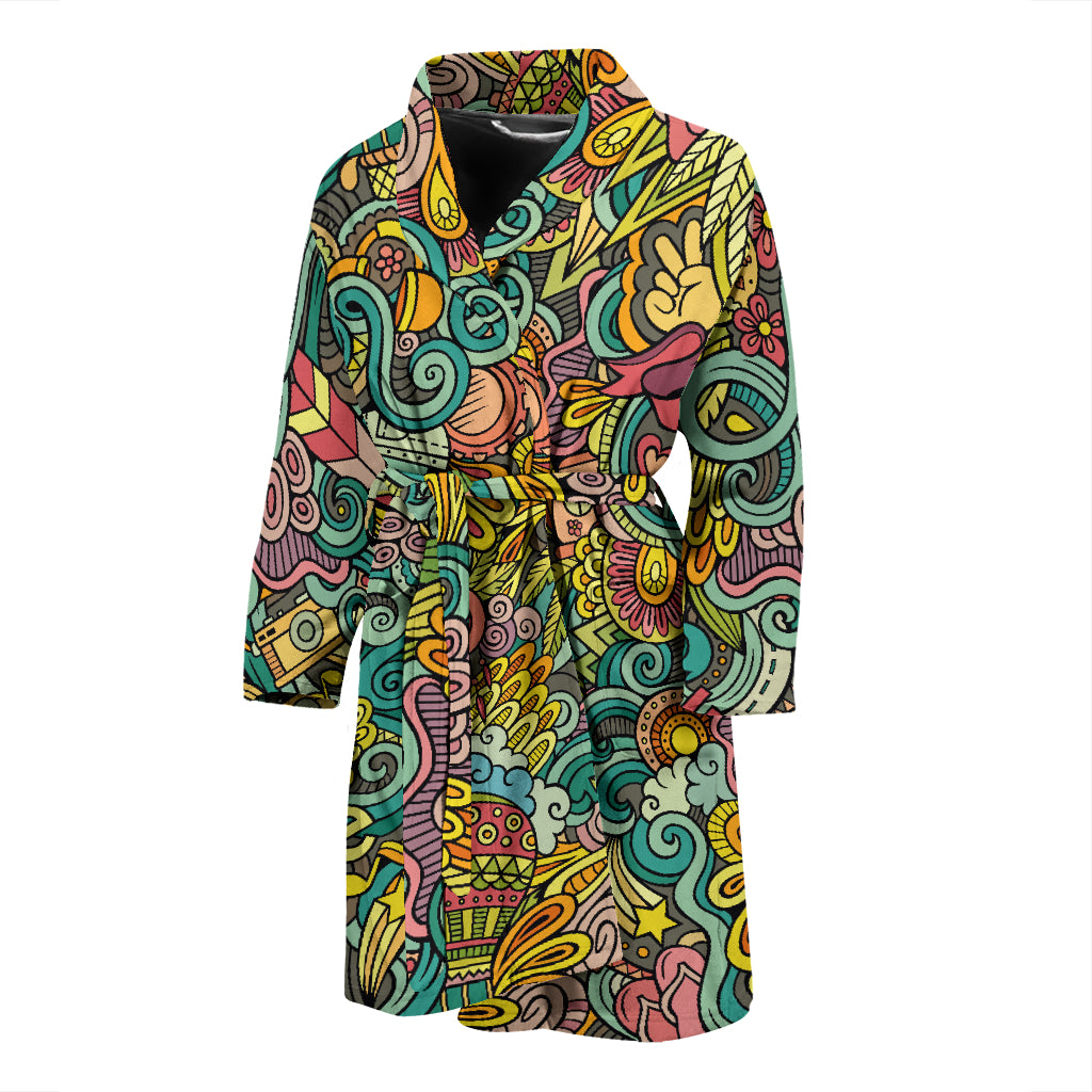 Hippie Print Design LKS302 Men Bathrobe