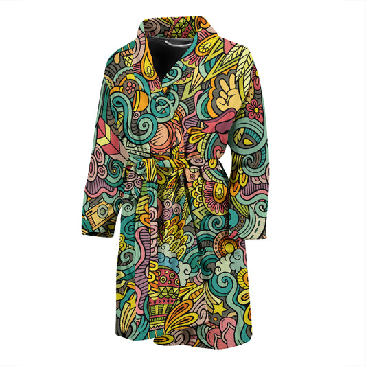 Hippie Print Design LKS302 Men Bathrobe