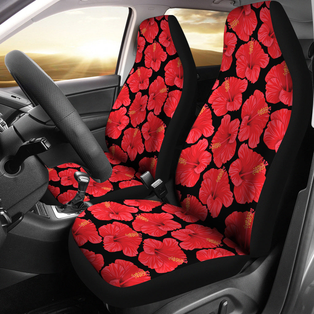 Hibiscus Red Pattern Print Design LKS306 Car Seat Covers