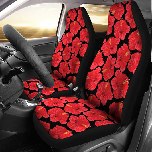 Hibiscus Red Pattern Print Design LKS306 Car Seat Covers