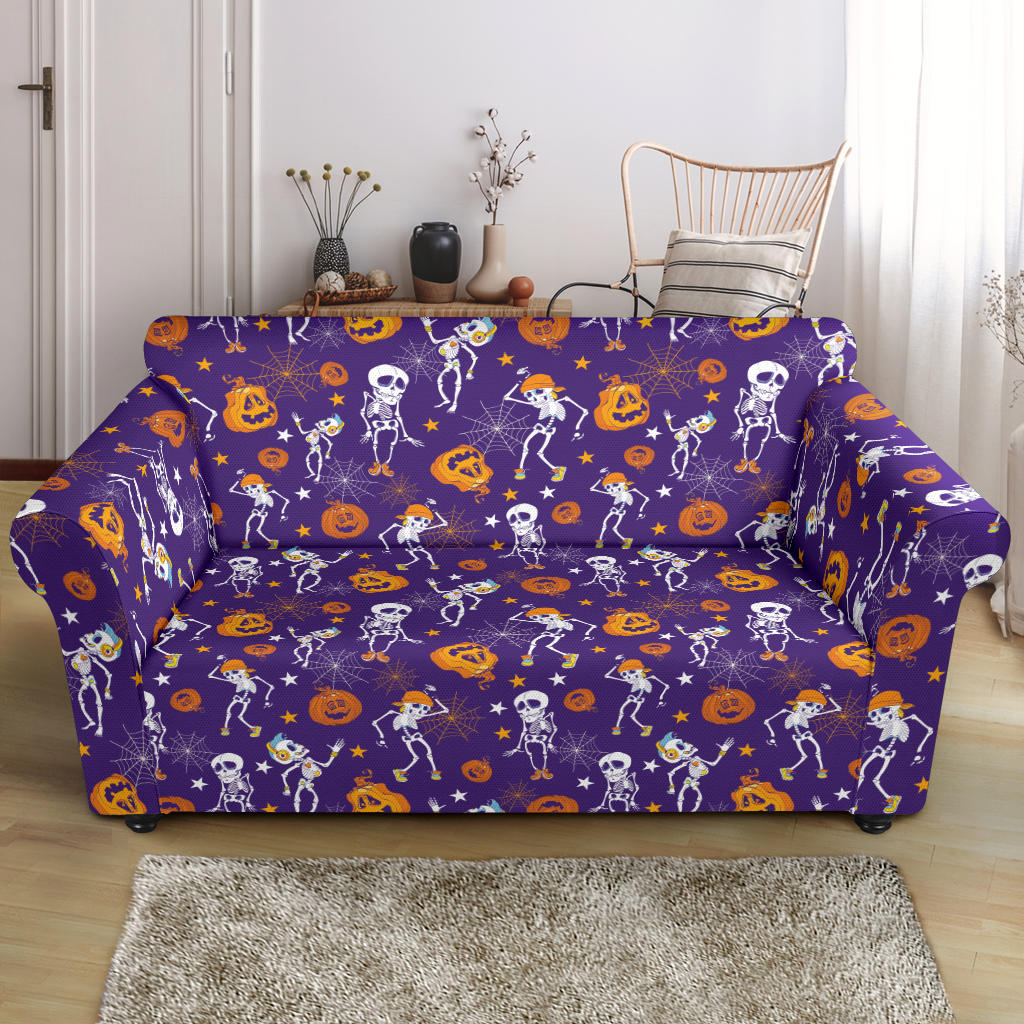 Skeleton Halloween Dance Print Design LKS304 Loveseat Couch Slipcover