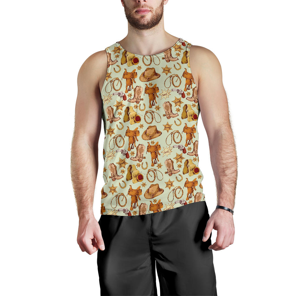 Western Cowboy Design Pattern Men Tank Top