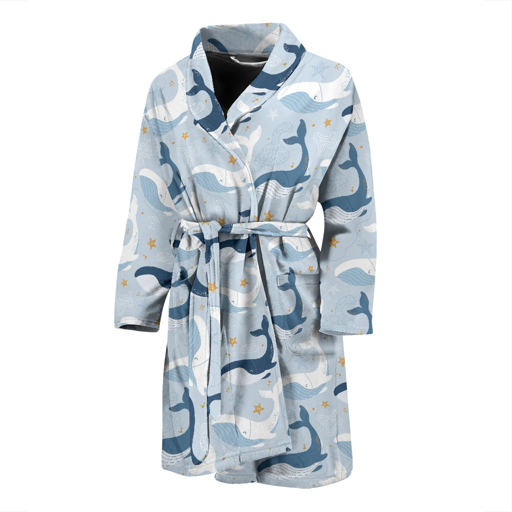 Whale Print Design LKS305 Men Bathrobe