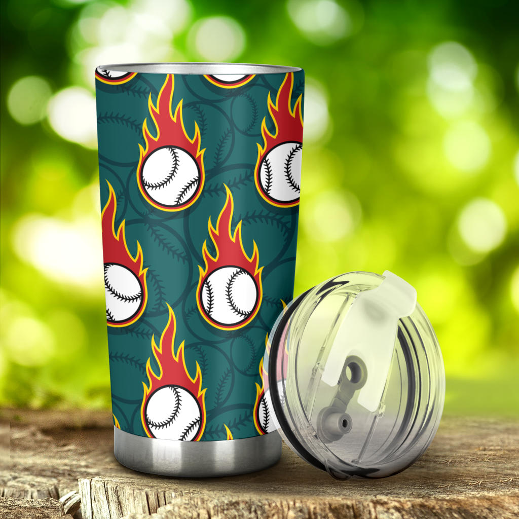 Baseball Fire Print Pattern Tumbler