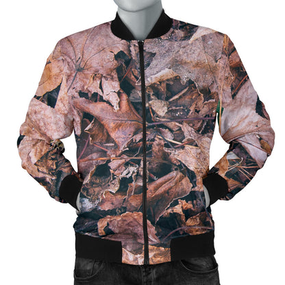 Camouflage Realistic Tree Leaf Print Men Bomber Jacket