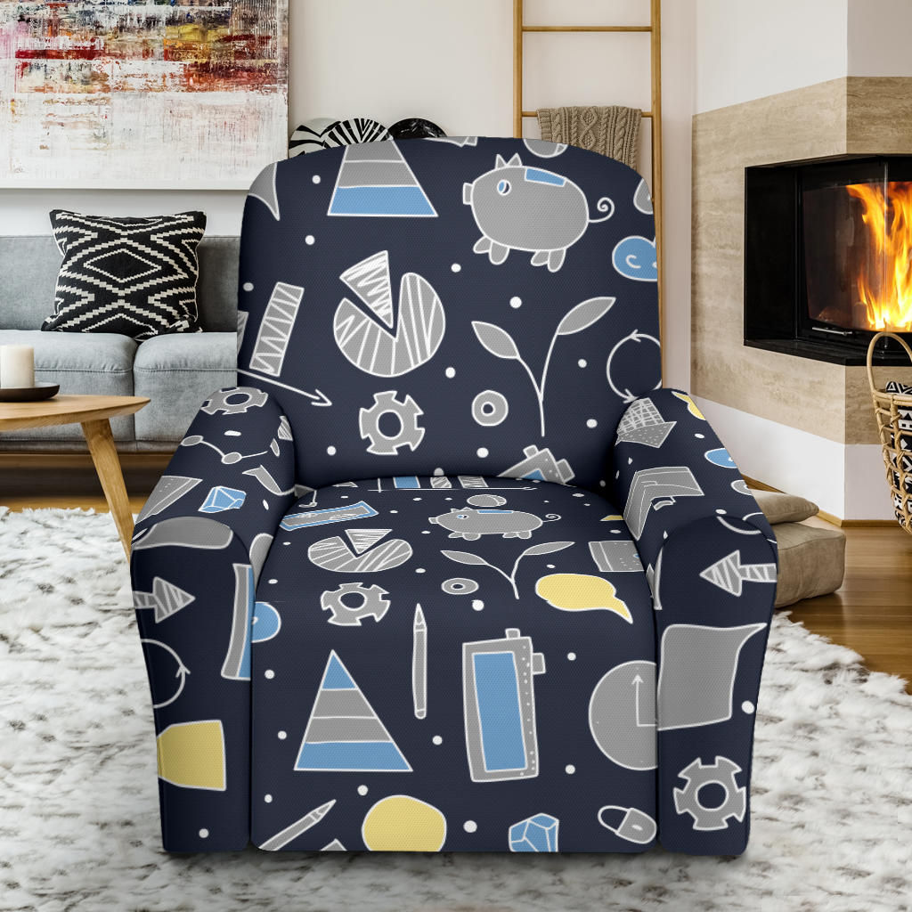 Accounting Financial Pattern Print Design 04 Single Sofa Slipcover
