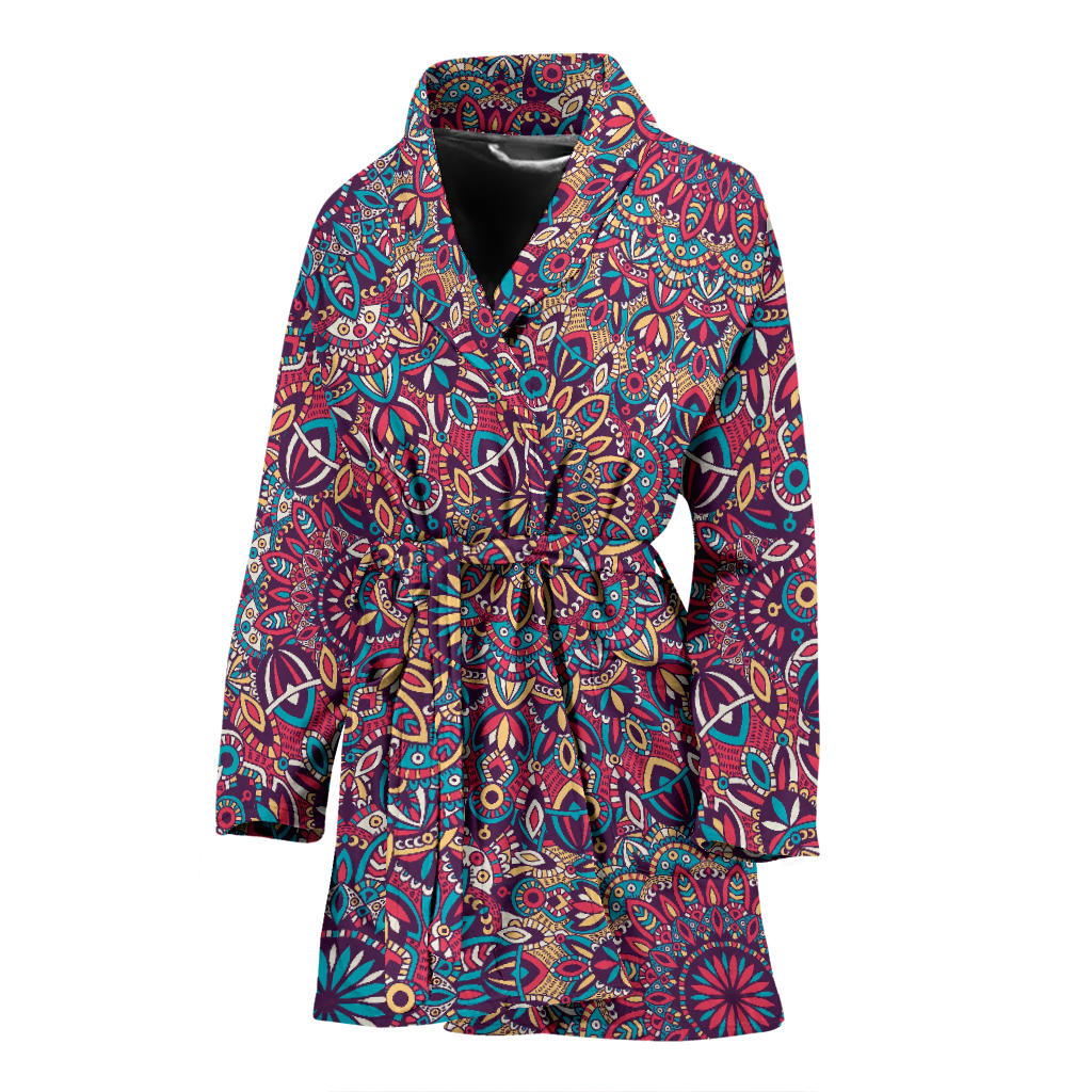 Boho Pattern Print Design 05 Women Bathrobe