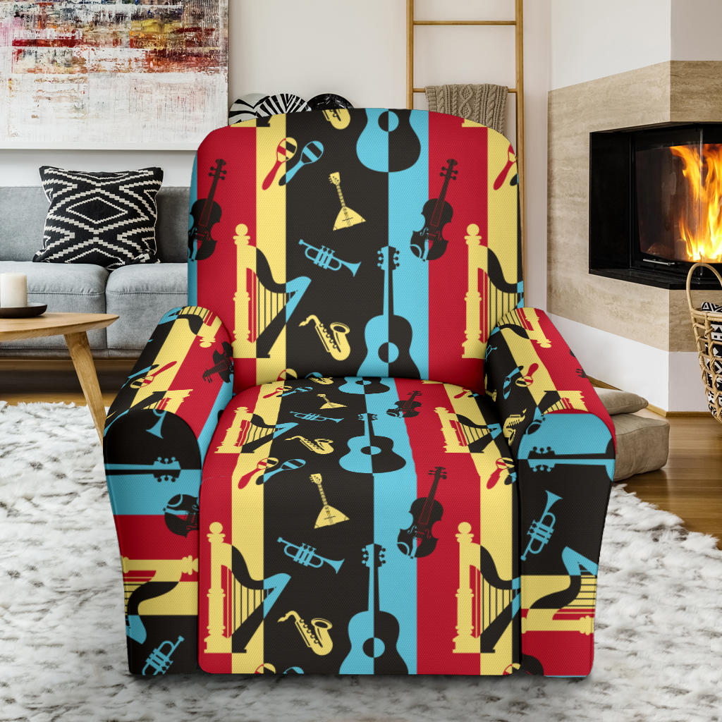 Jazz Pattern Print Design 02 Recliner Slipcover with Pocket