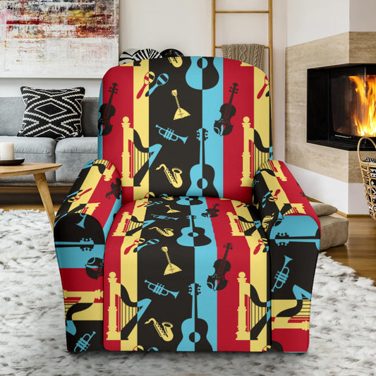 Jazz Pattern Print Design 02 Recliner Slipcover with Pocket
