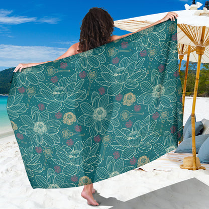 Lotus Pattern Print Design 01 Sarong Pareo Wrap