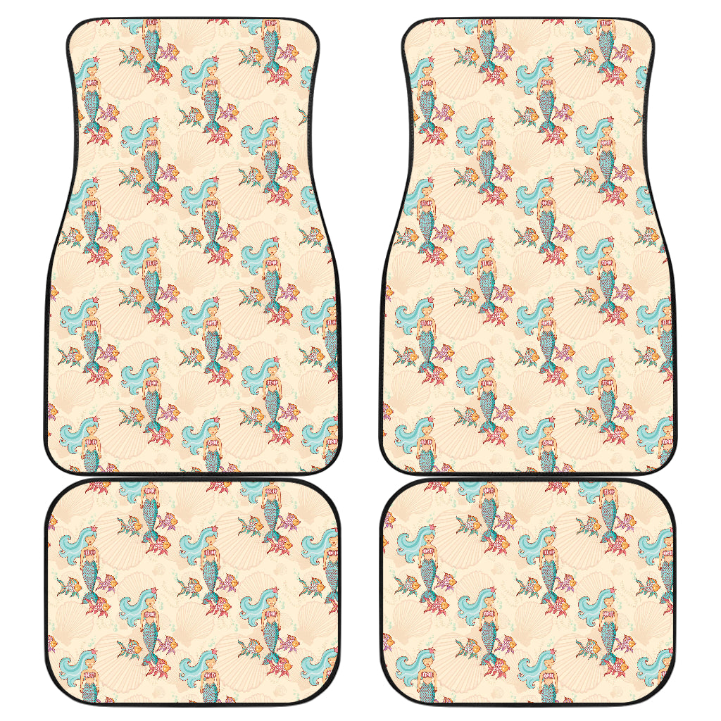 Mermaid Girl With Fish Design Print Car Floor Mats Front Back