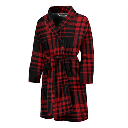 Tartan Red Black Print Design LKS303 Men Bathrobe