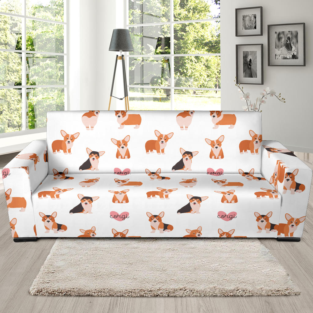 Cardigan Welsh Corgis Pattern Print Design 02 Sofa Slipcover