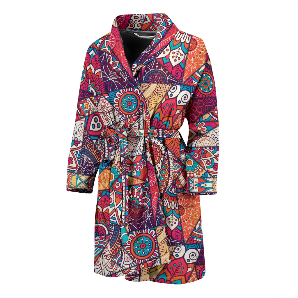 Patchwork Print Design LKS401 Men Bathrobe
