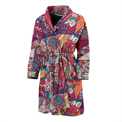 Patchwork Print Design LKS401 Men Bathrobe