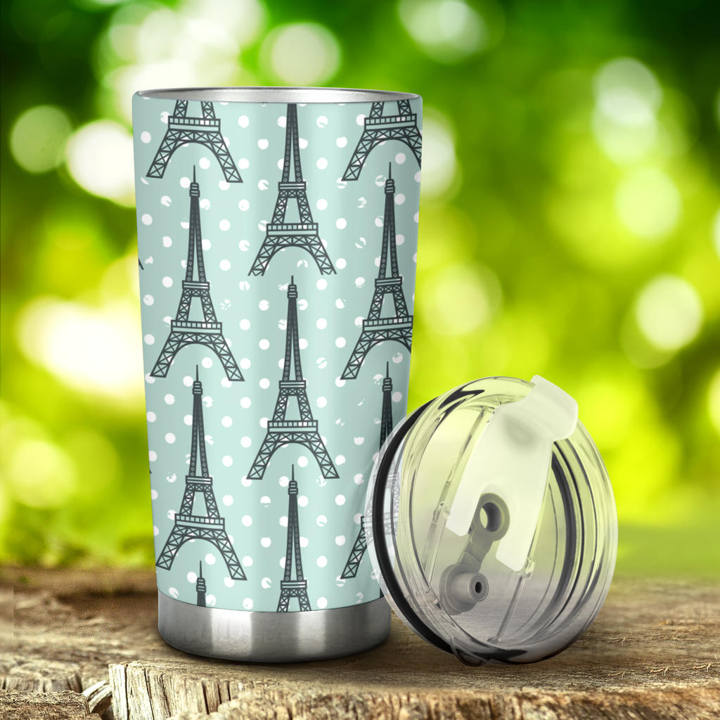 Eiffel Tower Polka Dot Print Tumbler