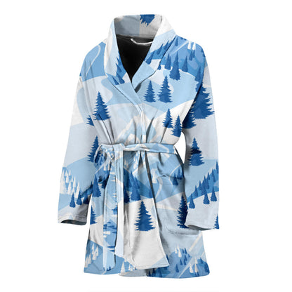Mountain Pattern Print Design 03 Women Bathrobe
