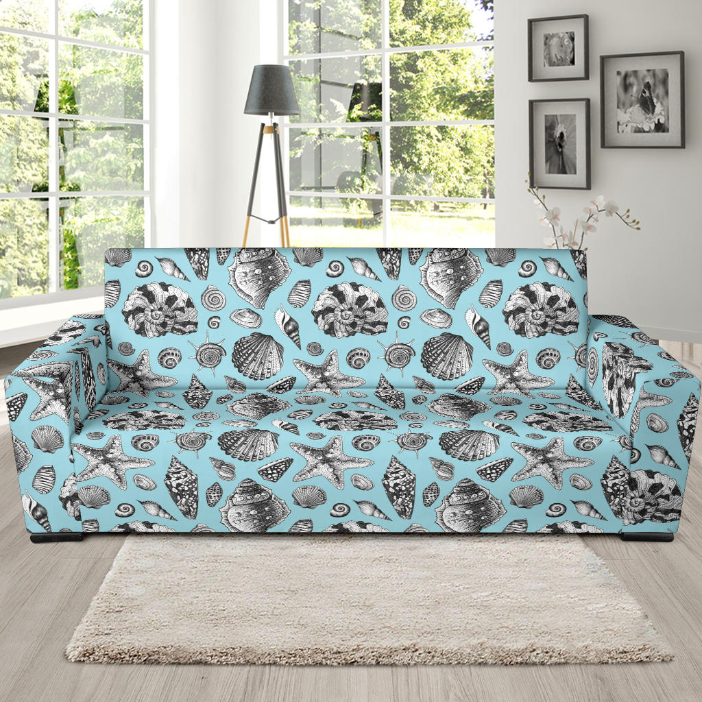 Seashell Beach Print Design LKS302 Sofa Slipcover
