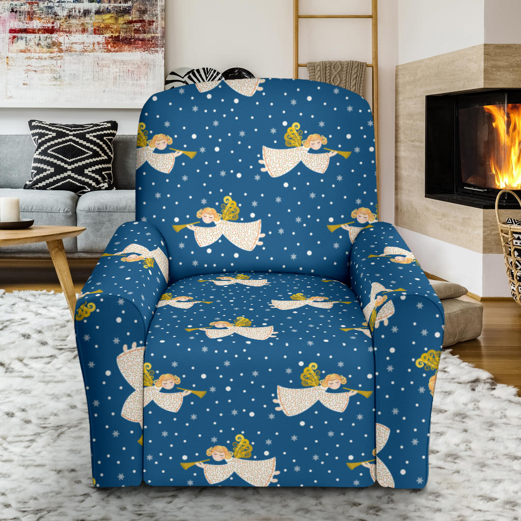 Angel Pattern Print Design 08 Recliner Slipcover with Pocket