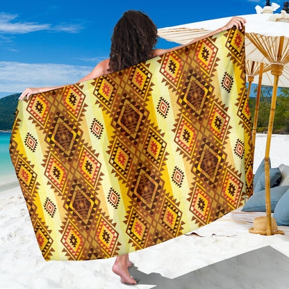 Native Pattern Print Design A09 Sarong Pareo Wrap