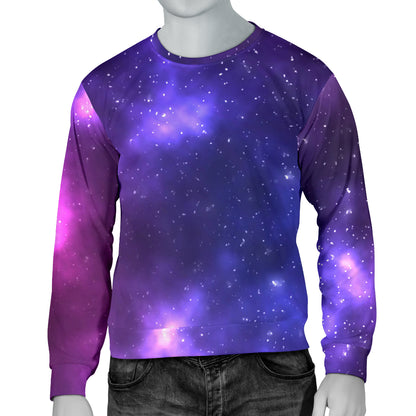 Celestial Purple Blue Galaxy Men Long Sleeve Sweatshirt