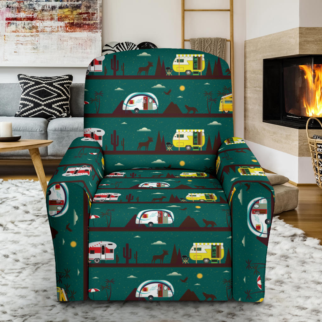 Camper Pattern Print Design 05 Recliner Slipcover with Pocket