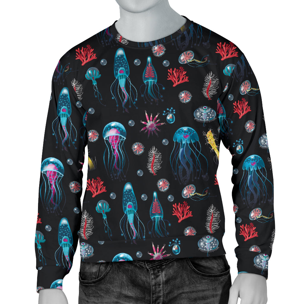 Jellyfish Underwater Print Men Long Sleeve Sweatshirt