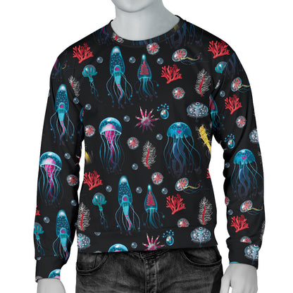 Jellyfish Underwater Print Men Long Sleeve Sweatshirt