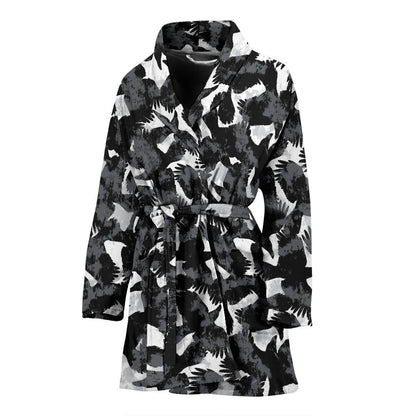 Crow Pattern Print Design 01 Women Bathrobe