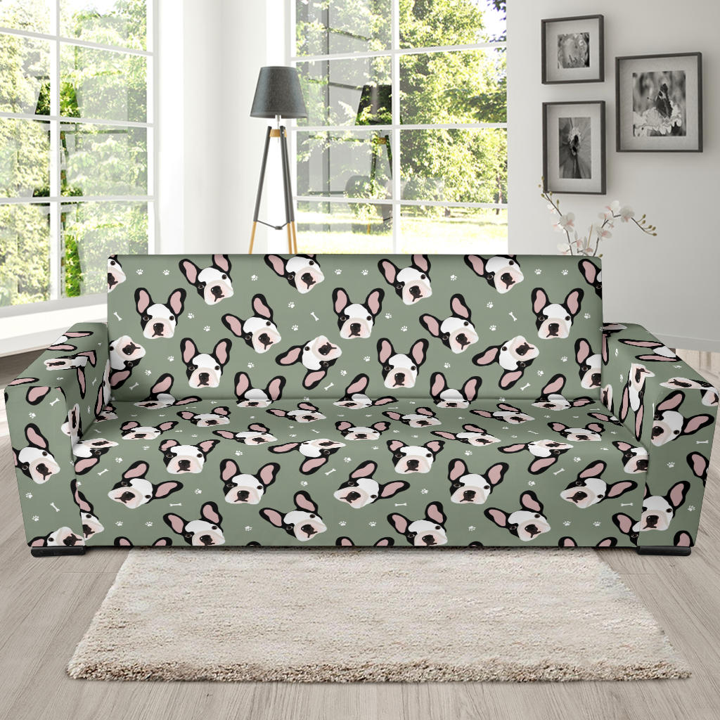 Boston Terrier Pattern Print Design 05 Sofa Slipcover