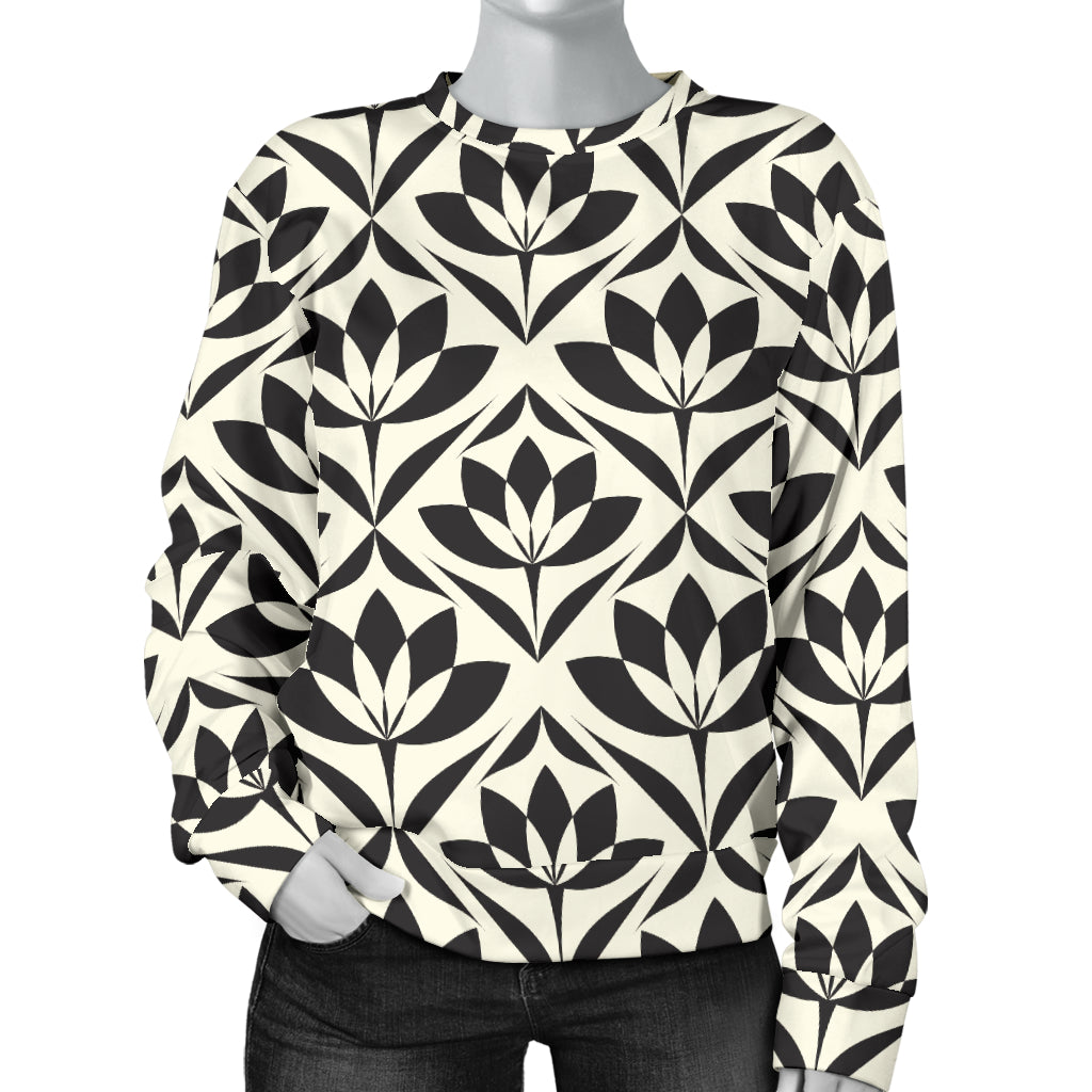 Lotus Pattern Print Women Long Sleeve Sweatshirt