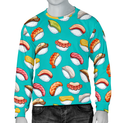 Sushi Themed Print Men Long Sleeve Sweatshirt