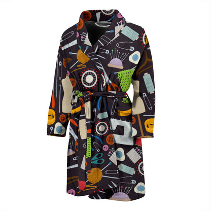 Sewing Equipment Print Design LKS308 Men Bathrobe