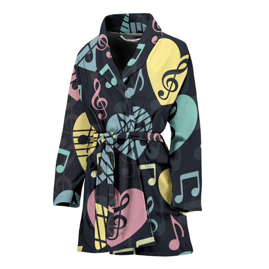 Music note Pattern Print Design A03 Women Bathrobe