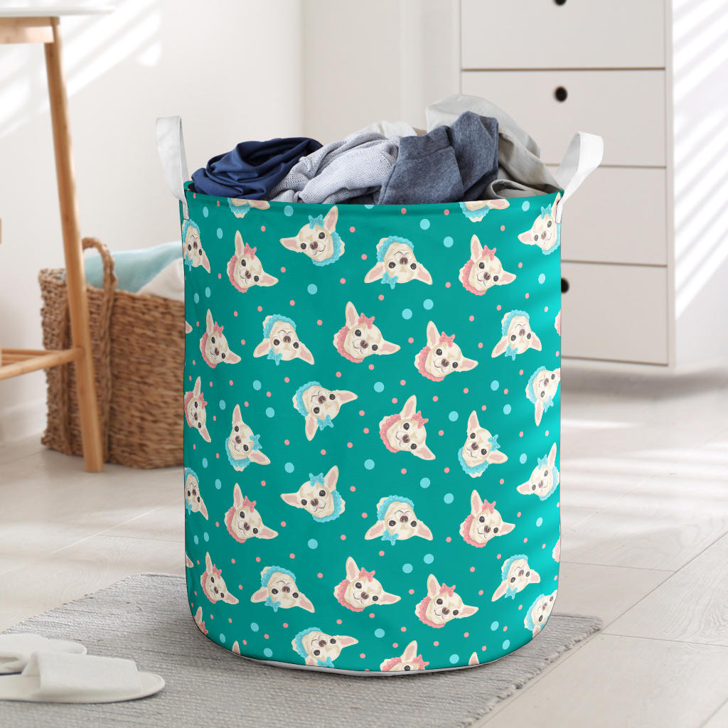 Chihuahua Polka Dot Pattern Laundry Basket