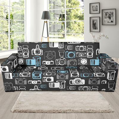 Camera Pattern Print Design 04 Sofa Slipcover