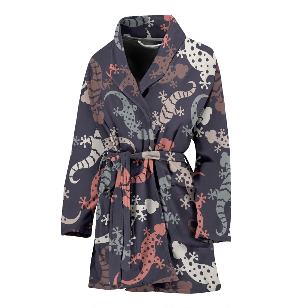 Gecko Pattern Print Design 02 Women Bathrobe