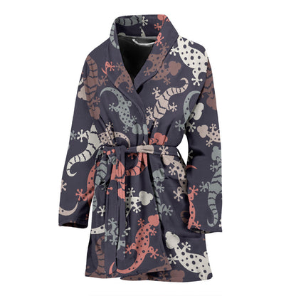 Gecko Pattern Print Design 02 Women Bathrobe