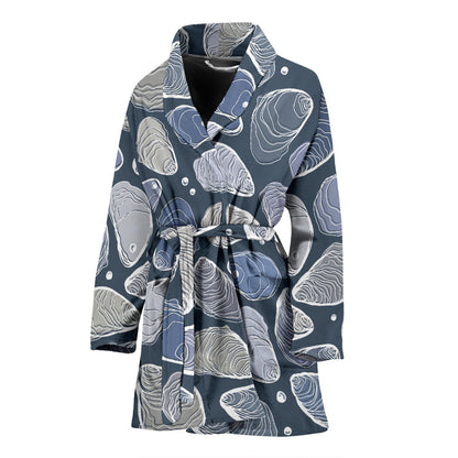 Oyster Pattern Print Design 02 Women Bathrobe