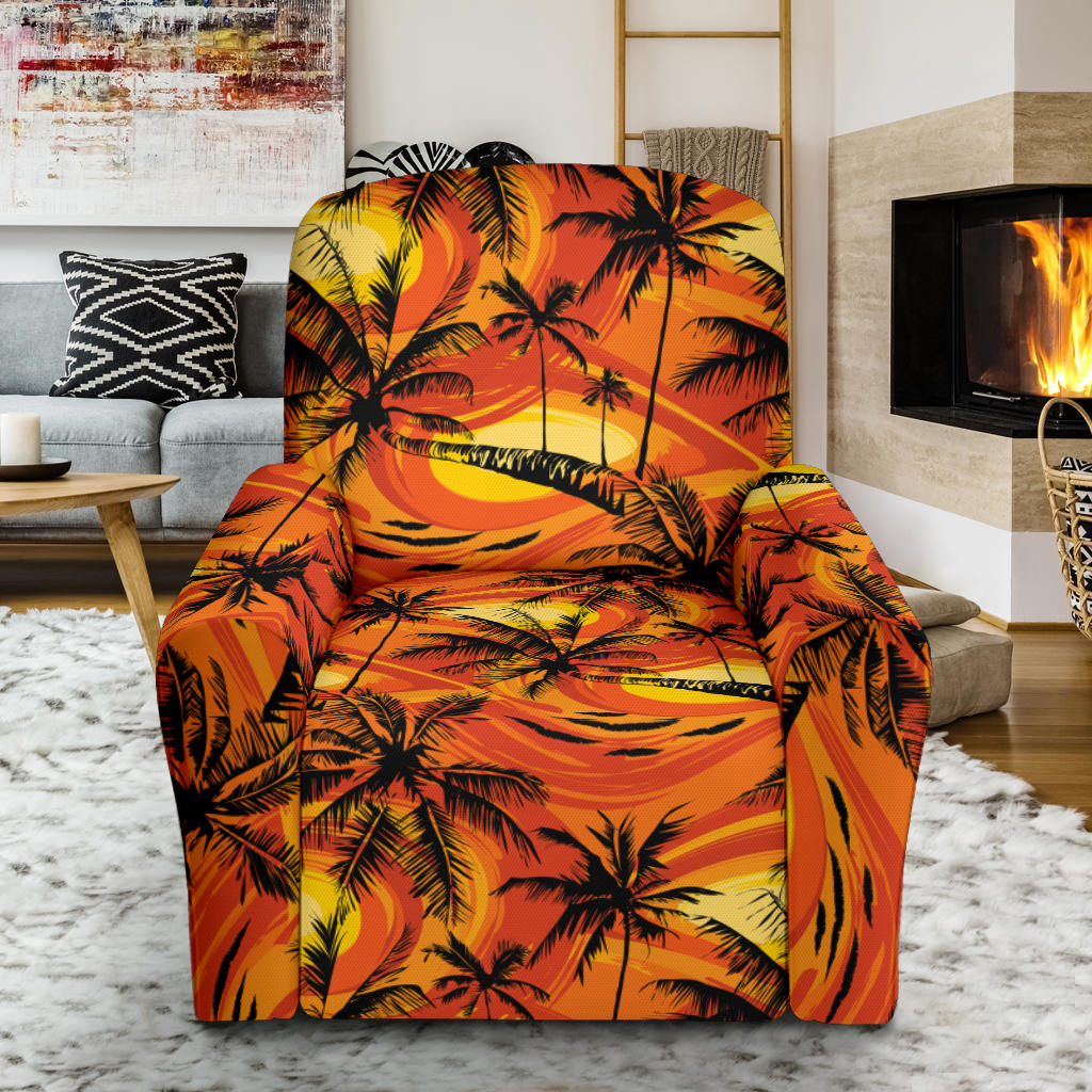 Palm Tree Pattern Print Design A02 Recliner Slipcover with Pocket