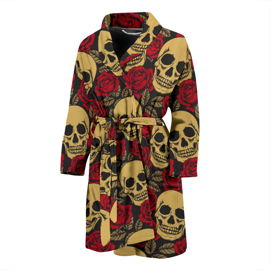 Skull And Roses Print Design LKS302 Men Bathrobe
