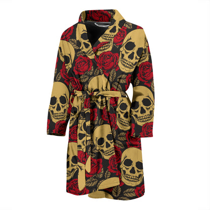 Skull And Roses Print Design LKS302 Men Bathrobe