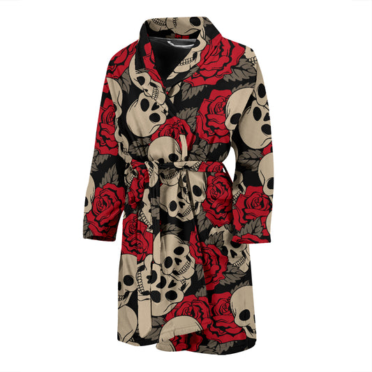 Skull And Roses Print Design LKS301 Men Bathrobe