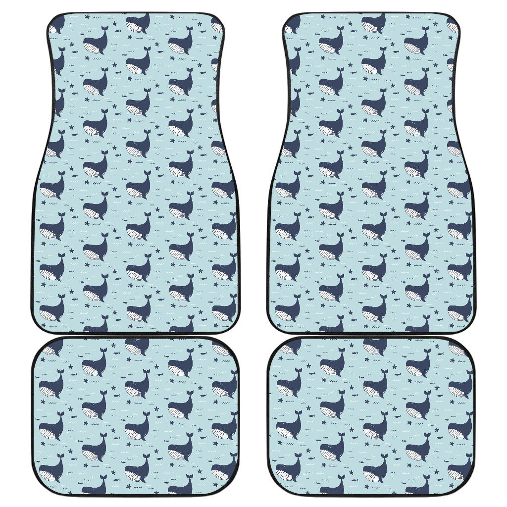 Whale Cute Design Themed Print Car Floor Mats Front Back