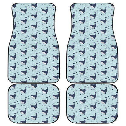 Whale Cute Design Themed Print Car Floor Mats Front Back