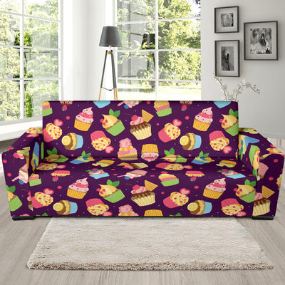 Cupcake Pattern Print Design 05 Sofa Slipcover