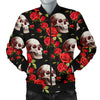 Red Rose Skull Design Print Men Bomber Jacket