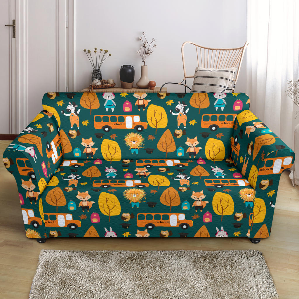 School Bus Print Design LKS309 Loveseat Couch Slipcover